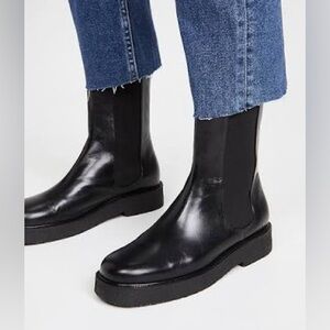 STAUD Palamino Black Leather Booties 38